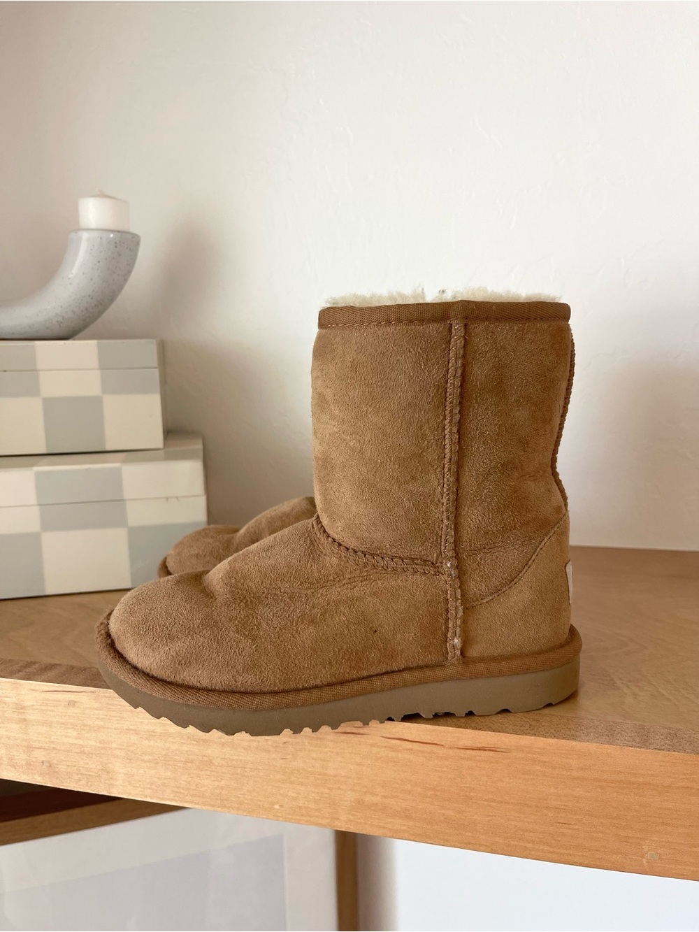 Ugg Australia Classic II Chestnut Tan Brown Suede Sherpa Shearling Boots Size 1